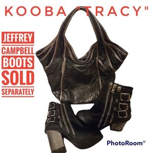 KOOBA "Tracy" black with silver piping Hobo Tote bag